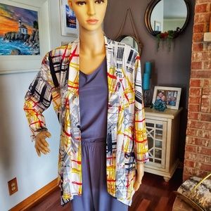 Caribe abstract print waterfall front cardigan